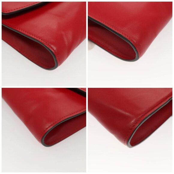 GUCCI Chain Shoulder Bag Leather Red Gold 572375 Auth 118122 - Picture 14 of 16